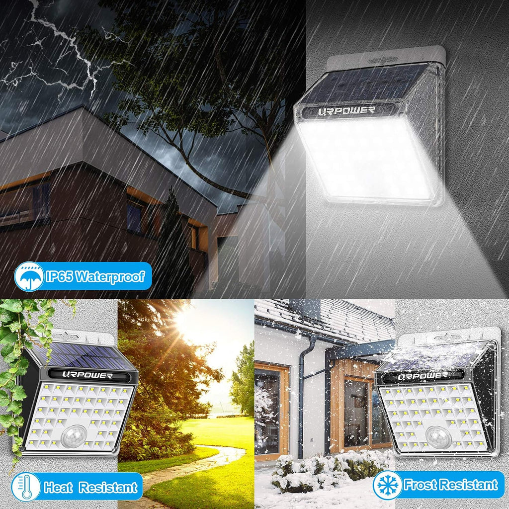 Solar Motion Sensor Lights Outdoor, Security Flood Lights, 4 Pack | Bright 40-LED Lighting, 120° Wide Beam