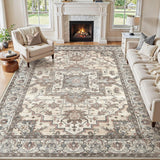 10x14 Area Rugs Living Room: Washable Vintage Rug Large Non-Slip Stain Resistant Ultra Soft Low Pile