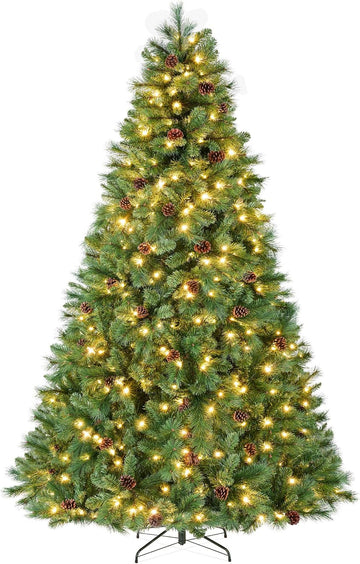 Pre-Lit Scotch Pine Christmas Tree, 4.5 to 12 ft, Premium Pre-Decorated Artificial Holiday Decor, 2-in-1 White and Multicolor Lights