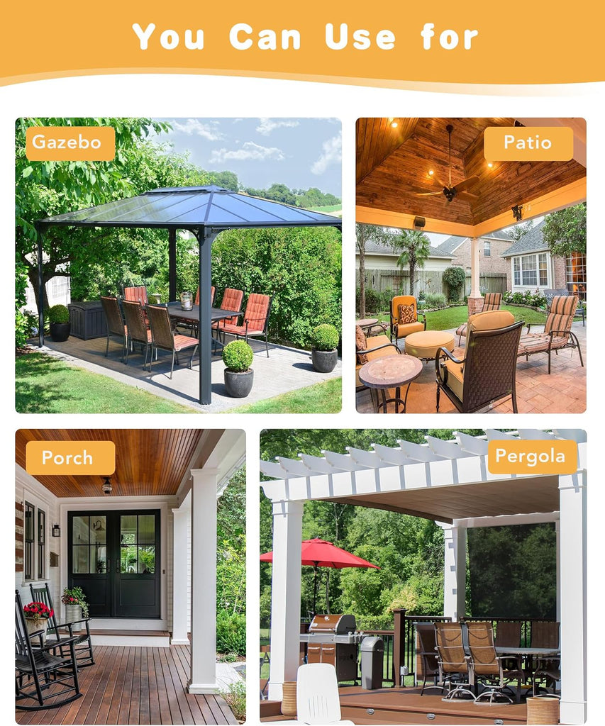 Extra Wide Outdoor Curtains Waterproof, 4 Panels - 110 x 108 Inch - Privacy & Light Filtering Curtains White Grommet