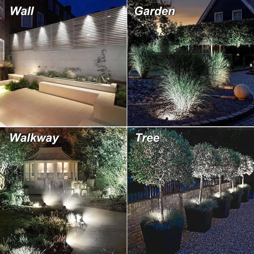 Spot Lights Outdoor, 6000K Cool White Landscape Spotlights IP65 Waterproof 9.8ft Cable, Dusk to Dawn Solar Uplights