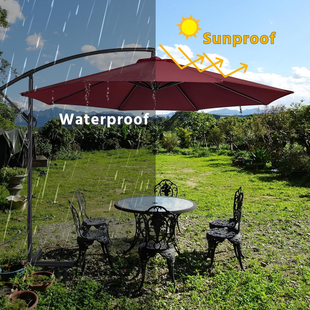 10FT Patio Offset Umbrella w/Handy Tilt & Cross Base