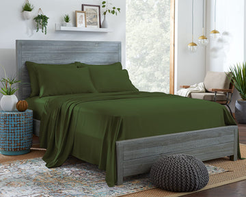 100% Organic Eucalyptus Bed Sheets California King Size 4 Piece Set, Tencel Lyocell, Soft Breathable, 16 Inch Deep
