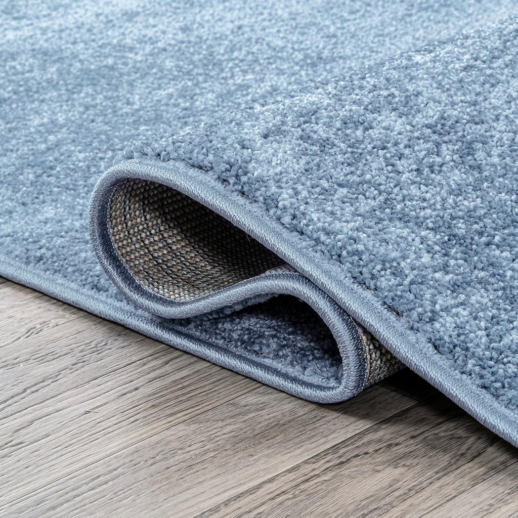 Haze Solid Low-Pile Classic Blue Area Rug 12x15, Coastal,Bohemian,Minimalist,Classic, Easy-Cleaning