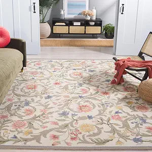 Chelsea Collection Area Rug - 10' x 14', Ivory, Hand-Hooked French Country Wool, Ideal for High Traffic Areas in