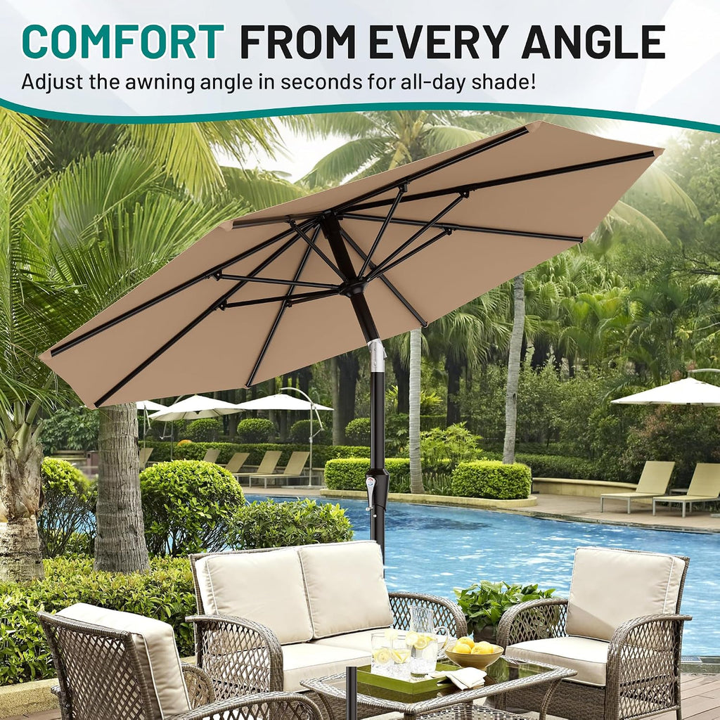 9 FT Patio Umbrella Table Umbrella with Push Button Tilt and Crank