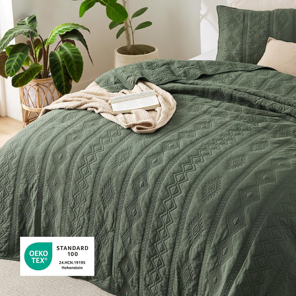 100% Cotton Quilt Set - Bedspread, Lightweight Soft Bed Coverlet, PureWoven, 3-Piece Cozy Stitching Quilt Set