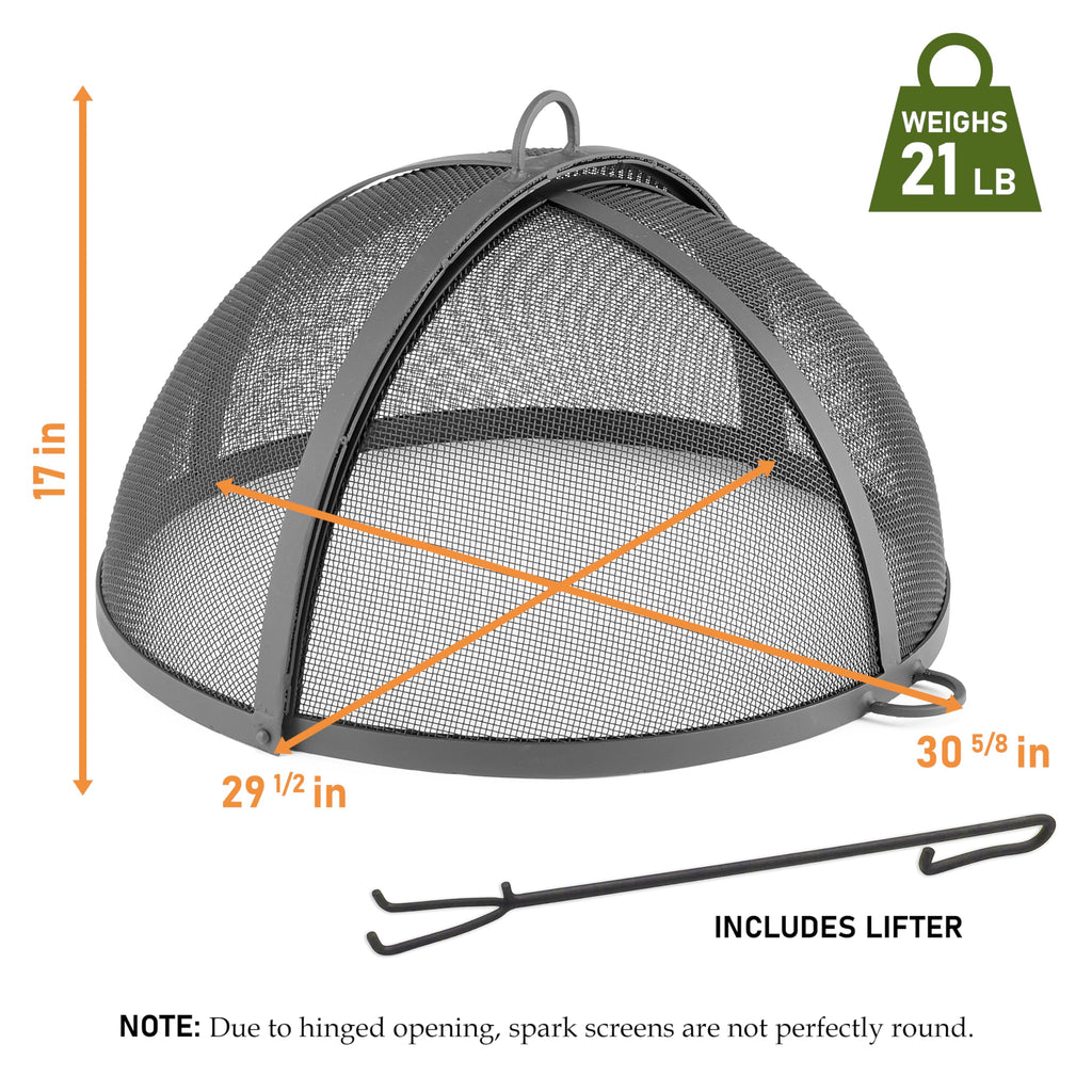 Fire Pit Spark Screen Hinged for Easy Access (29 inch)