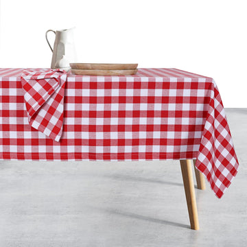 Gingham Checkered Tablecloth 60x102 Inch, 100% Cotton, Classic Check Pattern, Washable Table Cover f