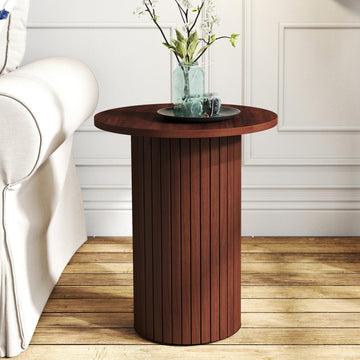 Round Side Table, Fluted Drum End Table, Tambour Accent Table