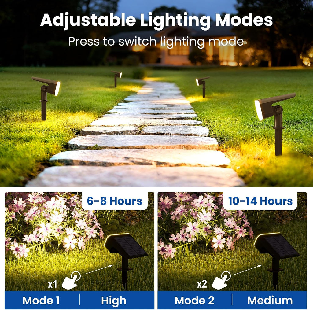 Solar Spot Lights Outdoor Waterproof,4 Pack,2 Lighting Modes Solar Spotlights, Solar Lights for Yard Garden Lawn