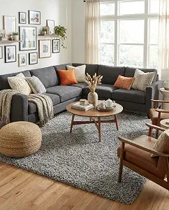 Solid Shag Rug - 10' x 14' 1 Cloud Gray Shag Rug - Plush 1.5-Inch Pile, Stain-Resistant & Kid-Friendly, Perfect for