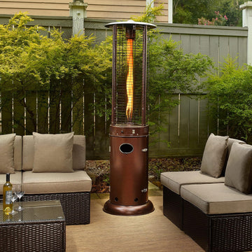 BromoHeat Floor-Standing Outdoor Patio Heater, 41,000BTUs Gas Cylinder, Stainless Steel with Bronze Finish, Requires