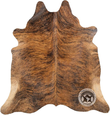 100% Genuine Brindle Reddish Cowhide Rug - Modern Style Animal Skin Rug & Floor Carpet & More - Large (6x6-7ft)