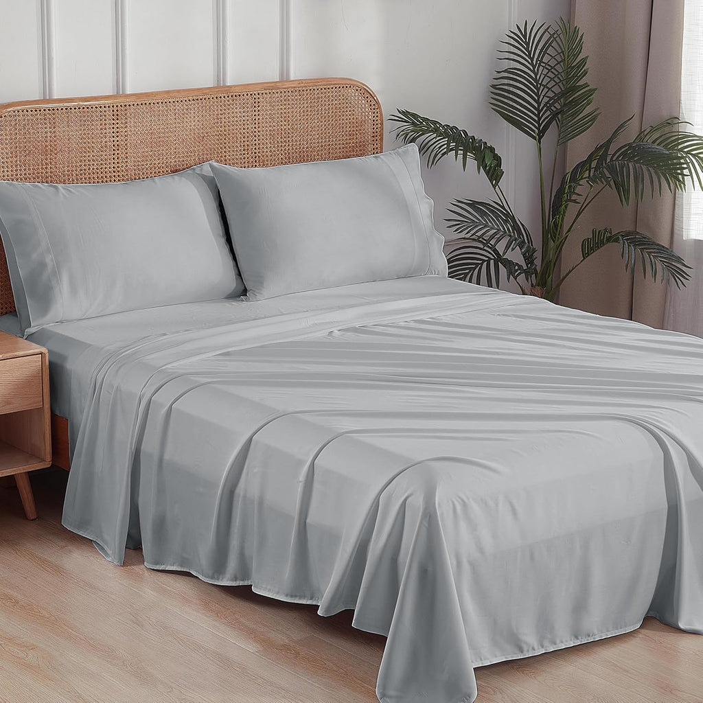 100% Bamboo Viscose Sheet Set, 400 Thread Count, Cooling Sheets for Hot Sleepers, 16" Deep Pocket, Ultra Soft