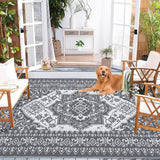 9x12 Outdoor Rug Waterproof Reversible Mat Indoor Outdoor Rugs Carpet, Boho Vintage Large Outdoor Pl