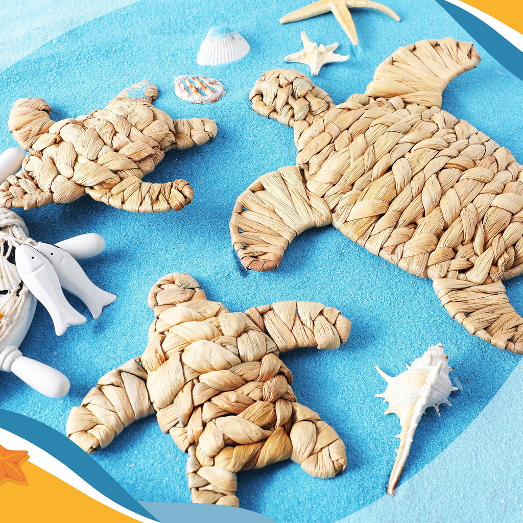 3 Pcs Sea Turtle Beach Decor Handmade Wicker Turtle Wall Decor