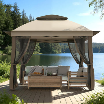 11'X11' Gazebo Pop Up with 4 Sidewalls Mosquito Netting