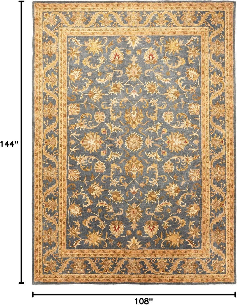 Antiquity 9' x 12' Blue/Gold Handmade Traditional Oriental Premium Wool Area Rug