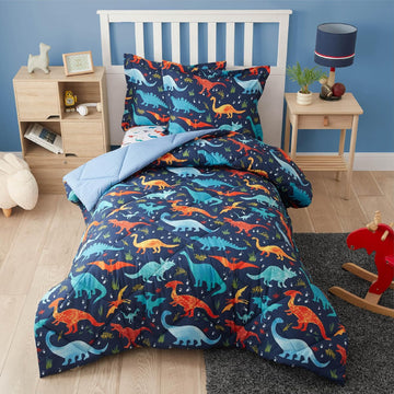 Dinosaur Kids Bedding Set for Boys, 2 Pieces Dinosaur Kids Comforter Sets for Boys, Super Soft Lightweight