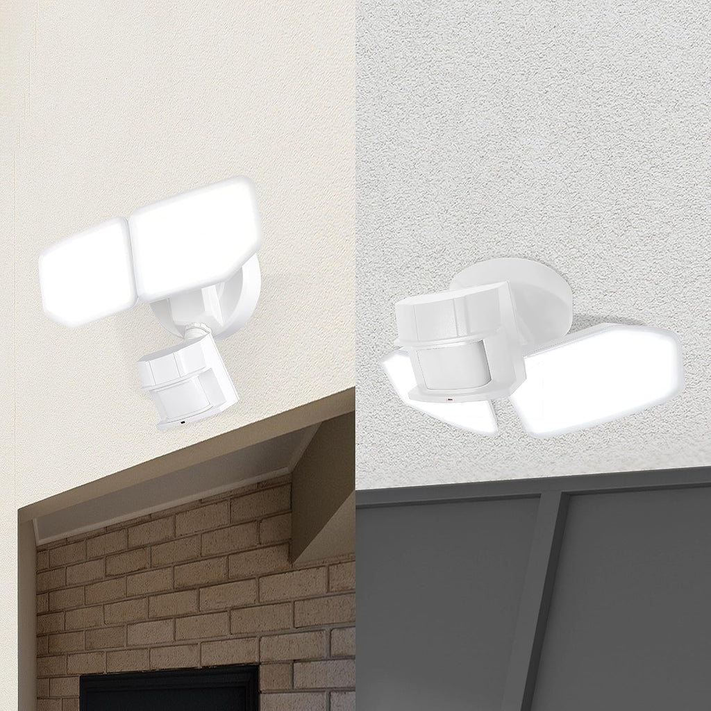 30W LED Motion Sensor Security Light Outdoor, 2 Head Adjustable, 180 Degree, 2600 LM, 5100 K, ETL Water Resistant