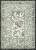 5x7 Washable Botanical Vintage Area Rug, Low Pile Non-Slip Carpet Sage Green