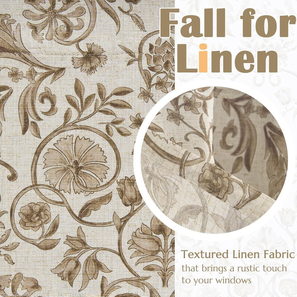 Linen Valance Kitchen Curtain for Windows Double Layer for Living Room Bedroom Window Treatment Light