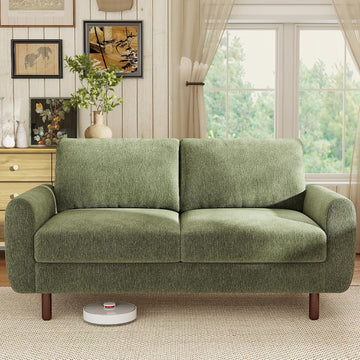 68" Loveseat Sofa, Comfy Chenille Fabric Couches with Spring Cushion and Solid Wood Frame, Modern Deep Seat Couch