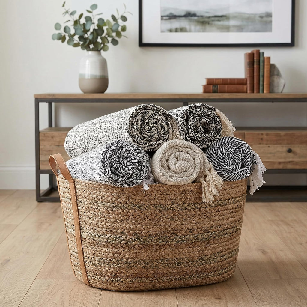 50x60 Throw Blanket - Soft and Breathable Cotton Throw Blanket, Chair - Decorative Blankets