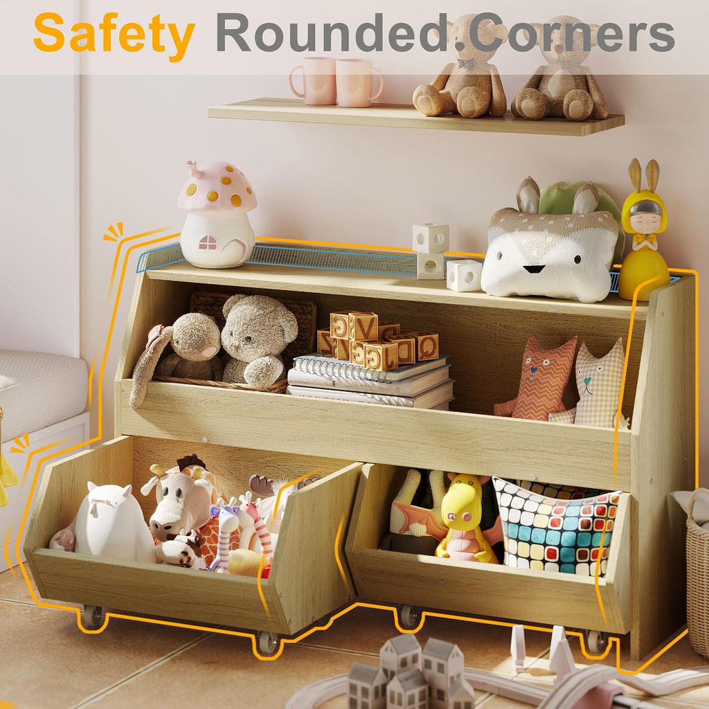 Kids Toy Storage Organizer, Kids Toy Organizer, Playroom Organization | 2 Movable Drawers Encourage Good Organization
