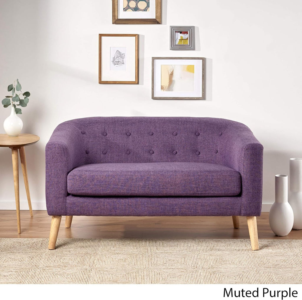 Bridie Mid-Century Modern Loveseat, Muted Purple Fabric