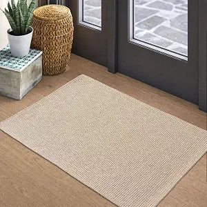 Washable Entryway Rug, Non Slip Indoor Doormat, 2x3 Ft, Sand/Beige