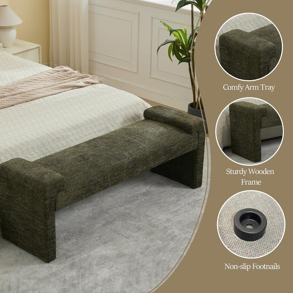 58.7" End of Bed Bench Upholstered Modern Bedroom Bench , Easy Assembly, Footrest Ottoman Accent Window Bench with