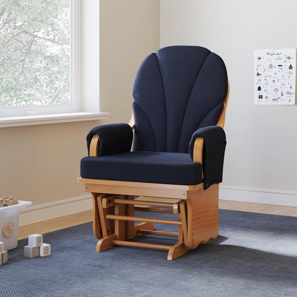 Wood Base Glider Rocker - Baby Feeding and Rocking Chair, Daycare Environment - Nursery Rocking Chairs with