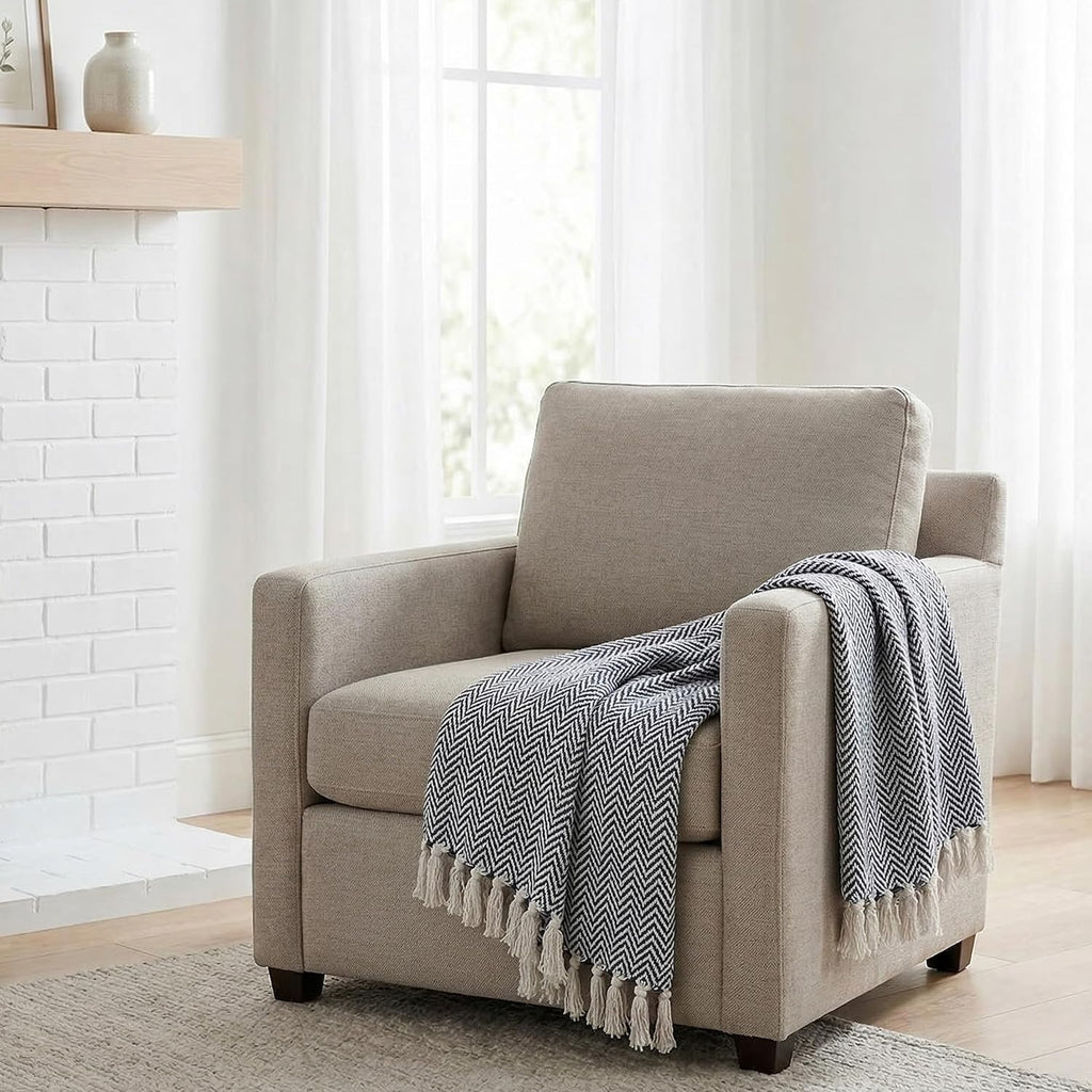 50x60 Throw Blanket - Soft and Breathable Cotton Throw Blanket, Chair - Decorative Blankets