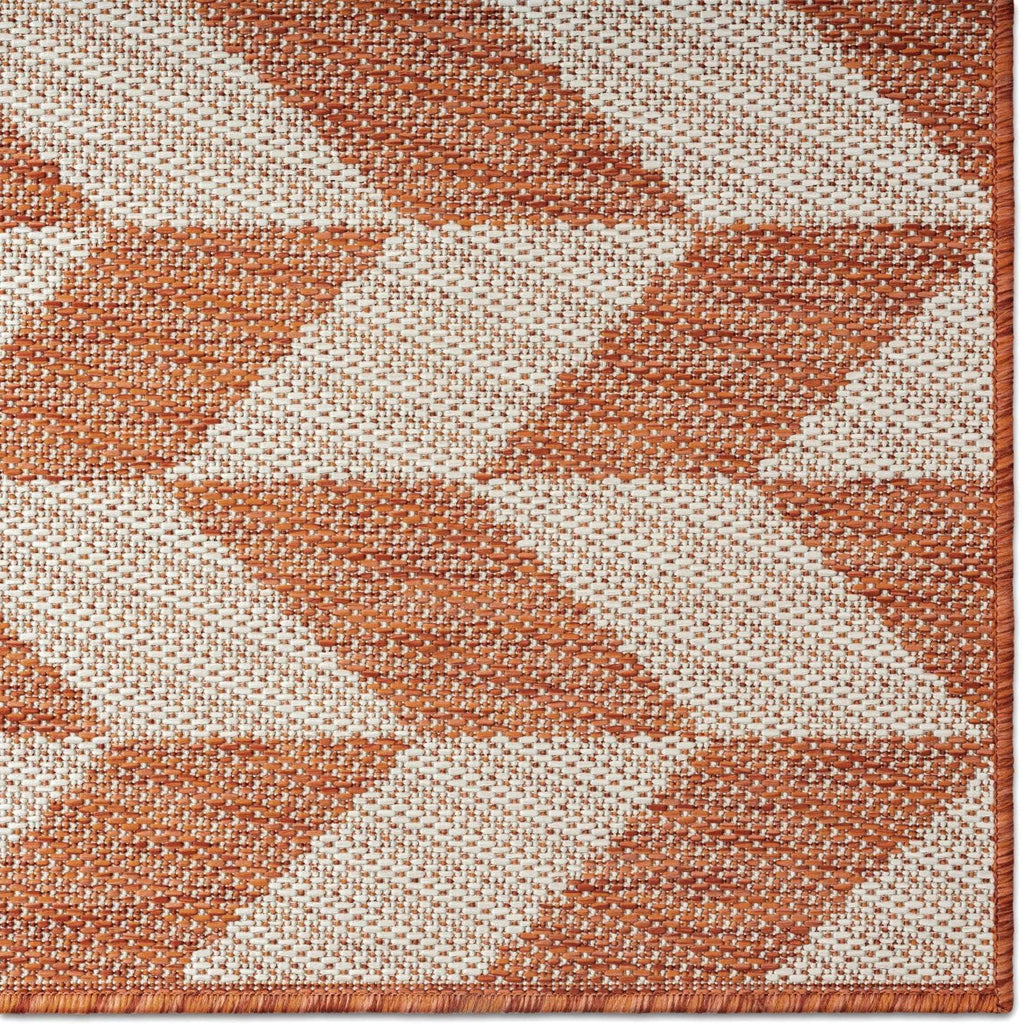 Patio Country Calla Contemporary Herringbone Indoor/Outdoor Area Rug, Orange/Ivory , 5'2"x7'2"