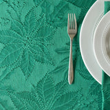 Poinsettia Palace Damask Fabric Table Cloth, Holiday, Winter, and Christmas Tablecloth (Poinsettia P