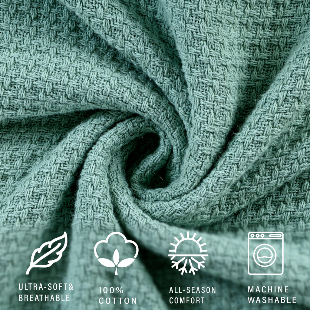 100% Soft Premium Combed Cotton Thermal Blankets - Soft Cozy Warm Cotton Blanket- Bed Throw Blanket- Bed