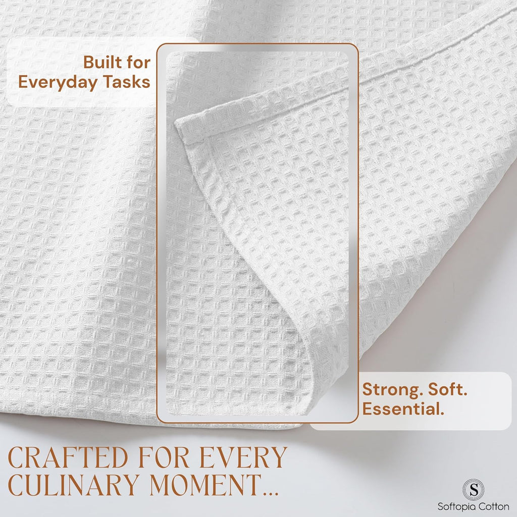 Waffle Kitchen Dish Towels 100% Cotton, Soft, Absorbent, Quick Drying, Multipurpose Use, Bar & Hand Towels, 16x26