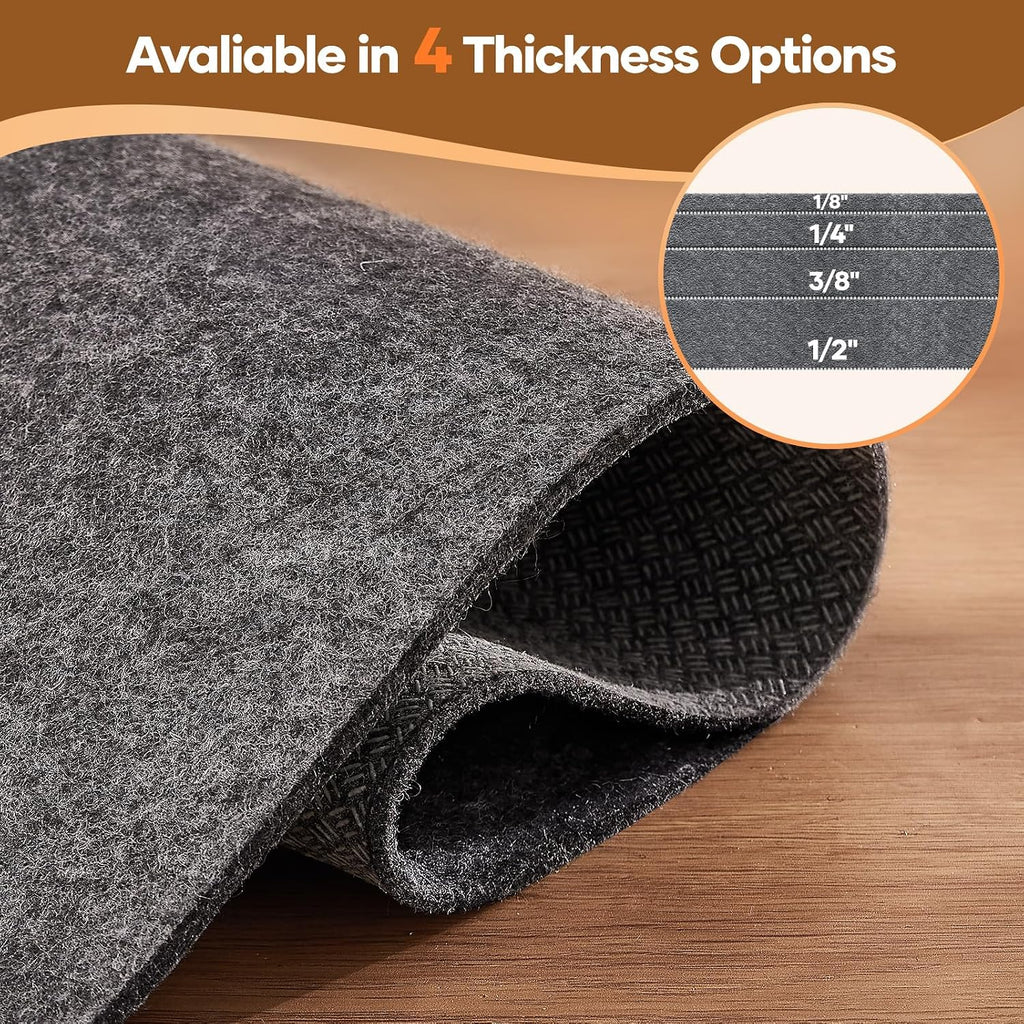 Non Slip Cushioned Rug Pad Gripper, Felt and Silicone Backing, 2 x 8 Ft, 1/8 inch Thick Runner Carpet Liner Protector - Set of 99