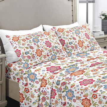 Twin Sheets - Floral Print - Luxury Brushed Microfiber Bed Sheets - Lightweight Breathable Cooling Twin Sheets Set