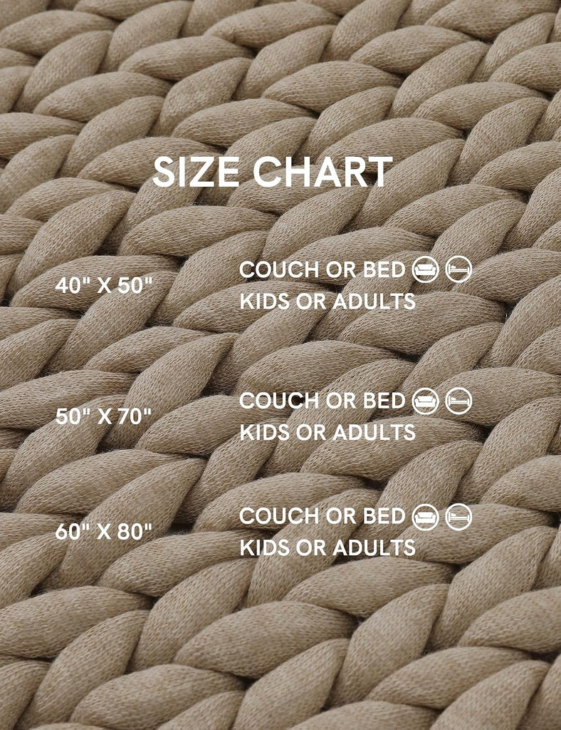 Chunky Throw Blanket, Medium-Weight, Hand Knitted, Skin Friendly, Ventilated and Breathable, Machine Washable, Home