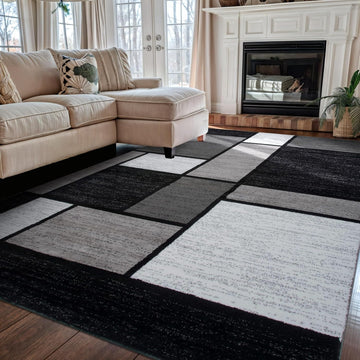 Modern Boxes Contemporary Non-Shedding Area Rug Gray 5'3" x 7'3"