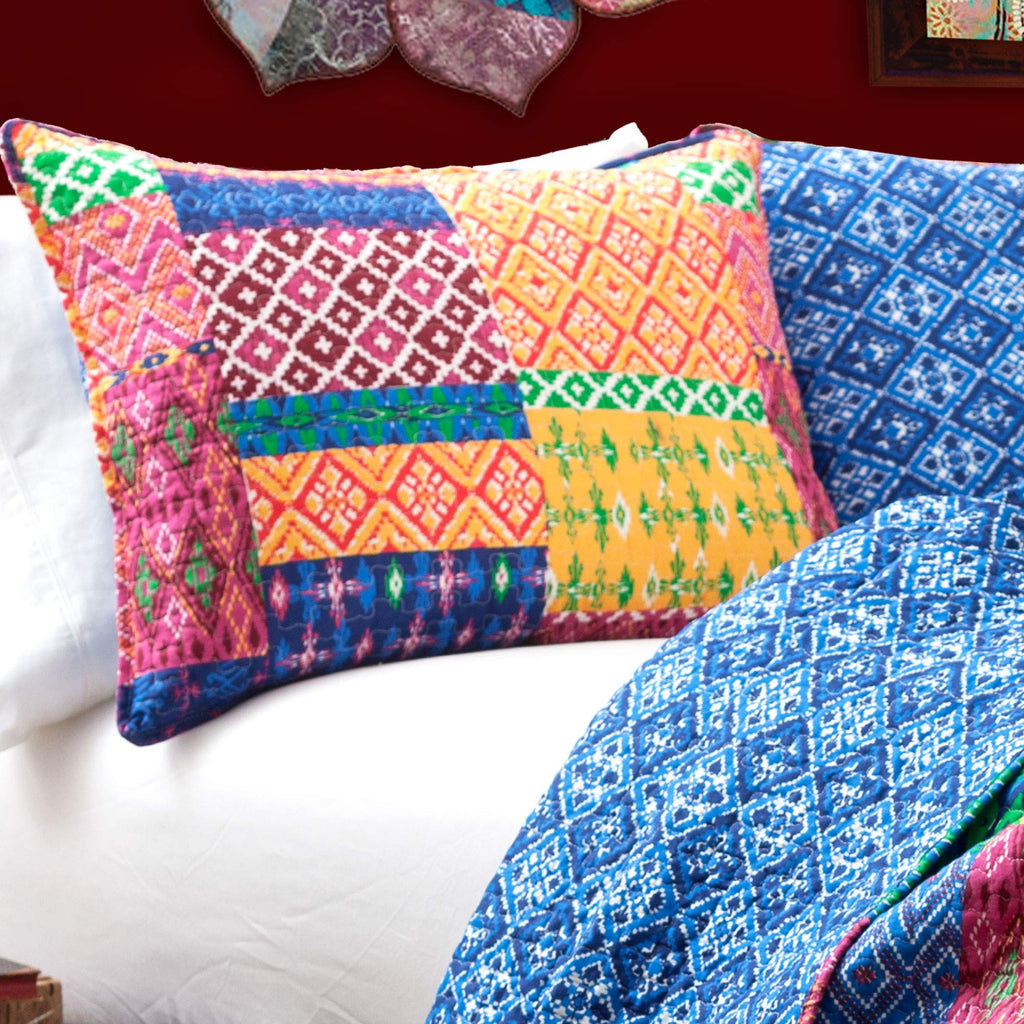 Misha Reversible Cotton Quilt 3 Piece Set Fuchsia & Navy - Bedding Set - Colorful
