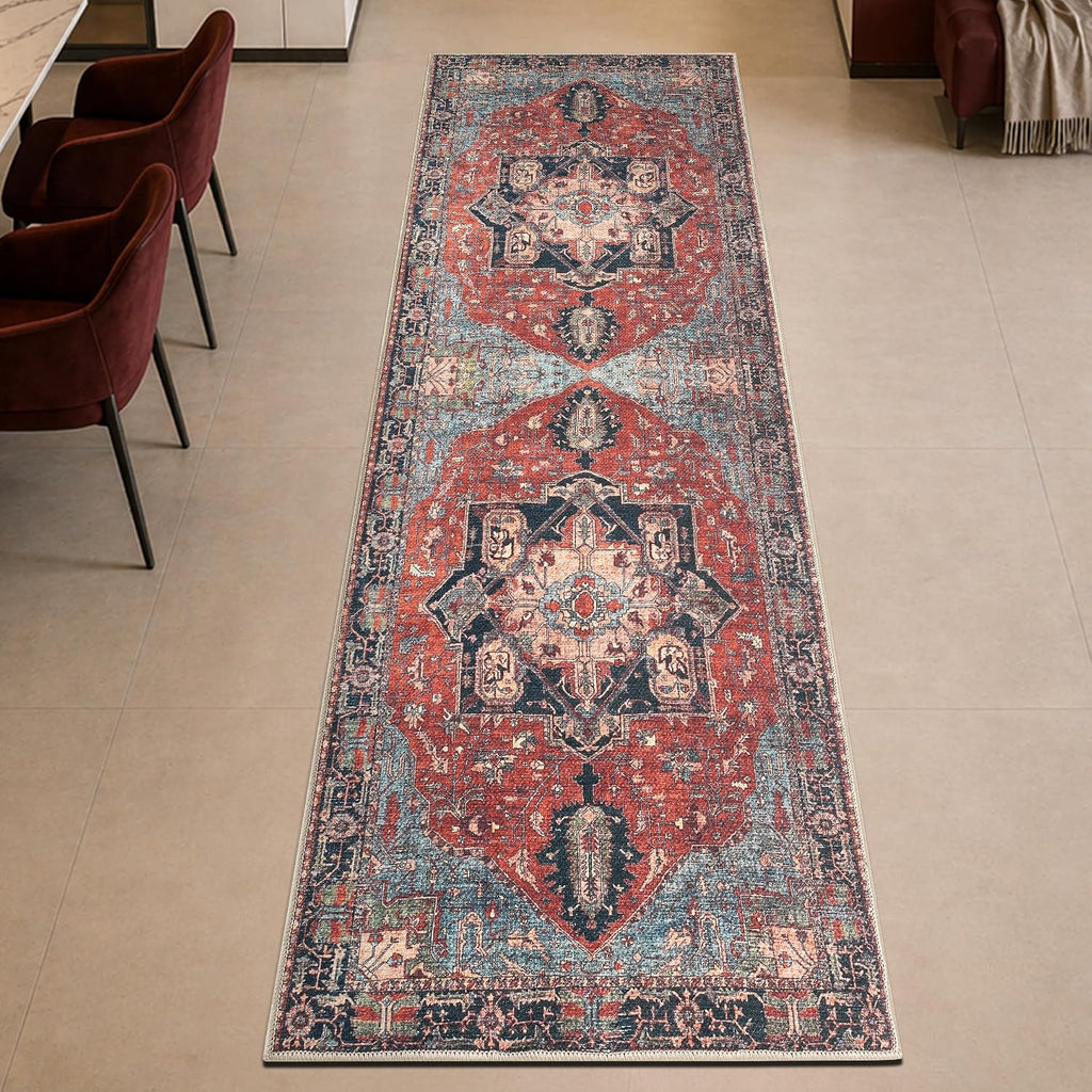 Vintage Washable Runner Rug, Non-Slip Low Pile, 2x7