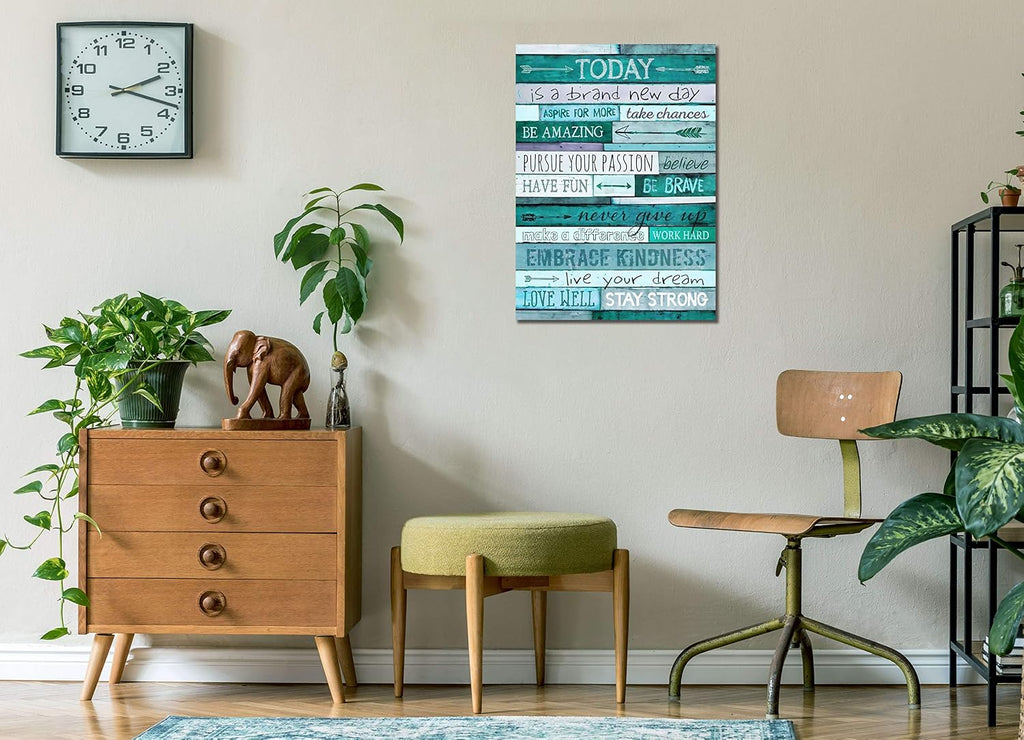 Inspirational Wall-Art - Quotes Office Wall Decor - Teal Wall Decor - Word Artwork Walls With Framed Canvas Art