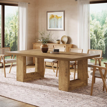 Farmhouse Dining Table, 63-Inch Rectangular Kitchen Table with Strong Geometric Frame for Kitchen & Dining & Living