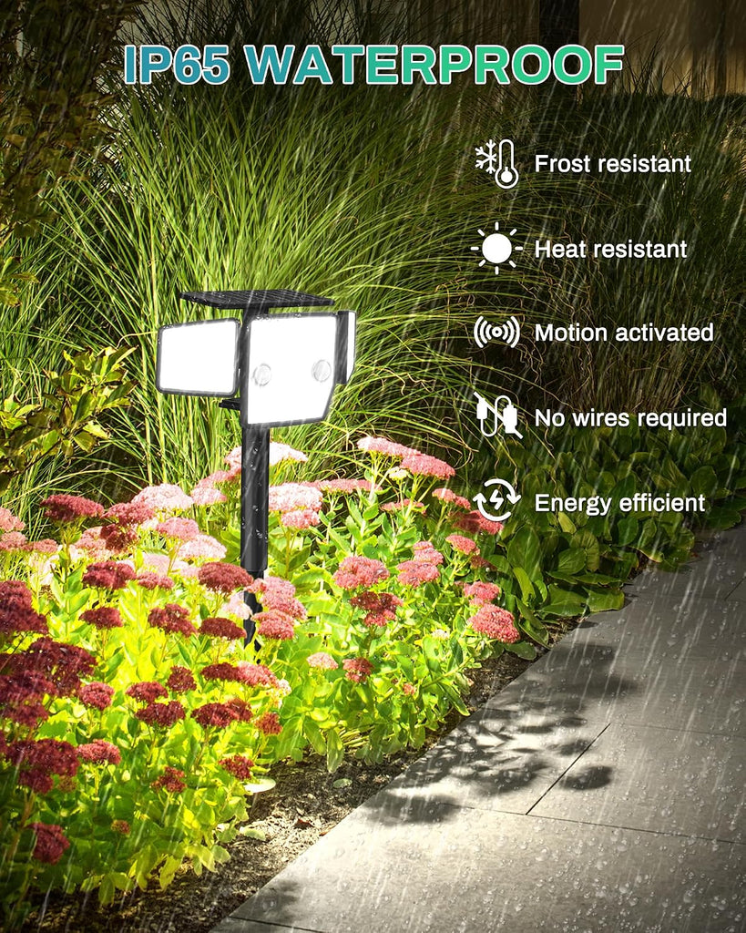 Solar Lights Outdoor, Motion Sensor Outdoor Lights with Stakes | In-Ground or Wall Mount, 360° Wide-Angle