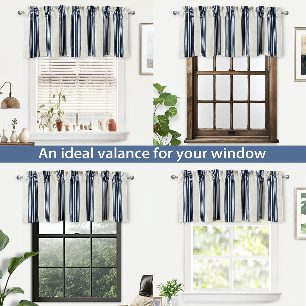 Chris Linen Lined Valance Double Layer Thermal Insulated Room Darkening Blackout Window Valances 3 Inch Rod Pocket