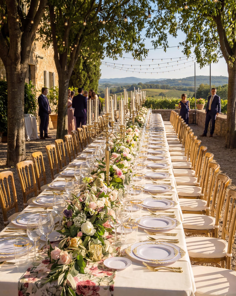 700Pcs Gold Plastic Plates, Plastic Dinnerware Set for 100 Guests